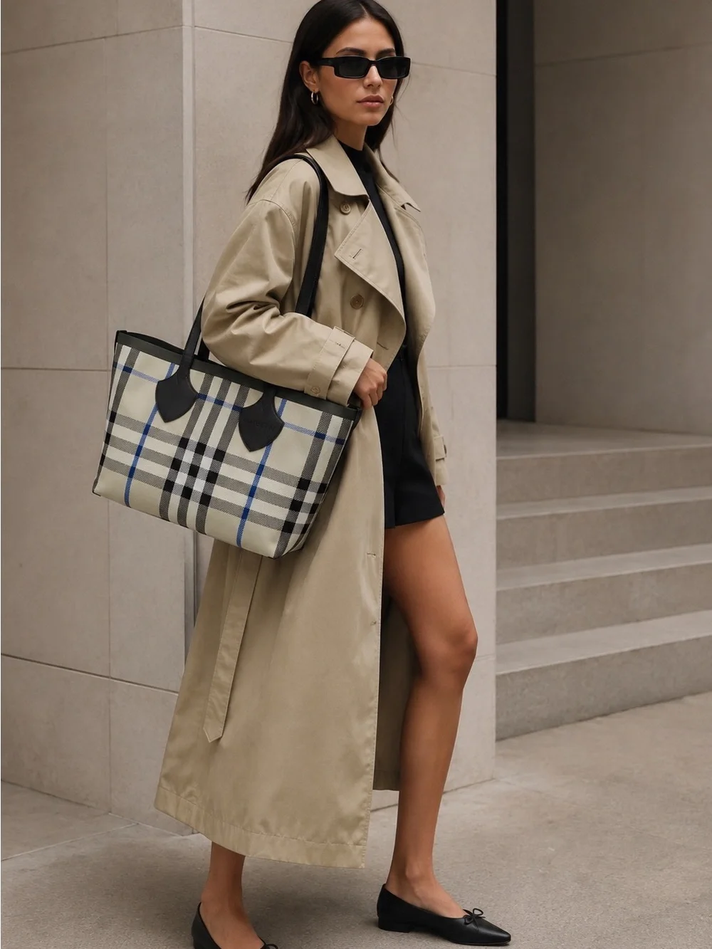 Burberry Reversible Check Canvas Tote Bag